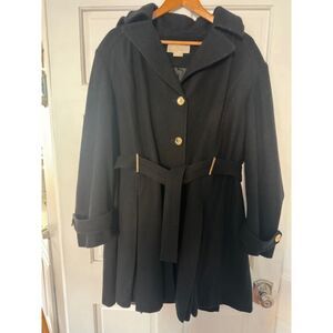 Michael Kors women black wool belted coat, size 18W
